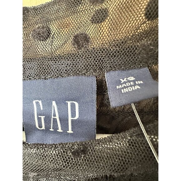 Gap Puff Sleeve Black Mini Dress, Size XS Evening, Cocktail Party, Sheer Mesh - Picture 5 of 8